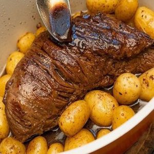 Maminha Assada na Cerveja Preta com Batatas