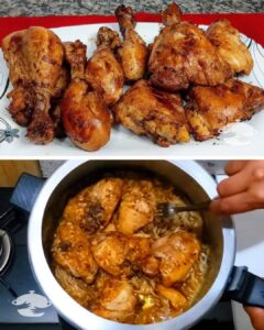 Frango Acebolado na Panela com Coxa e Sobrecoxa