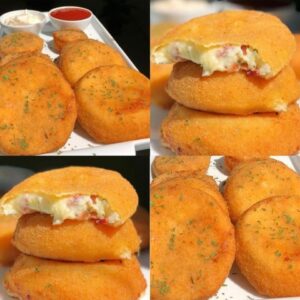 Cebola Empanada Recheada com Queijo e Bacon