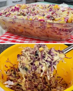 Salada Tropical de Repolho Roxo com Manga e Abacaxi