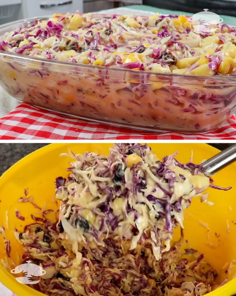Foto de Salada Tropical de Repolho Roxo com Manga e Abacaxi