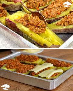 Batata-Doce Recheada com Carne Moída e Queijo