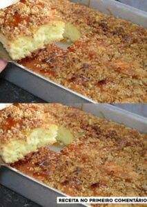 Bolo de Maçã com Farofa Crocante de Aveia