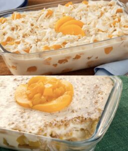 Pavê de Pêssego Cremoso com Bolacha Maisena