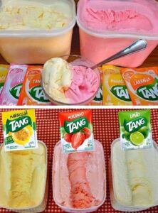 Sorvete de Tang de Morango Caseiro e Cremoso