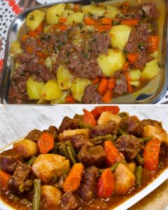 Carne de panela com legumes