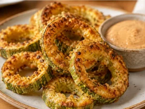 Anéis de Abobrinha Crocantes com Parmesão no Forno