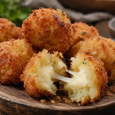 Bolinho de Mandioca Recheado com Queijo Crocante